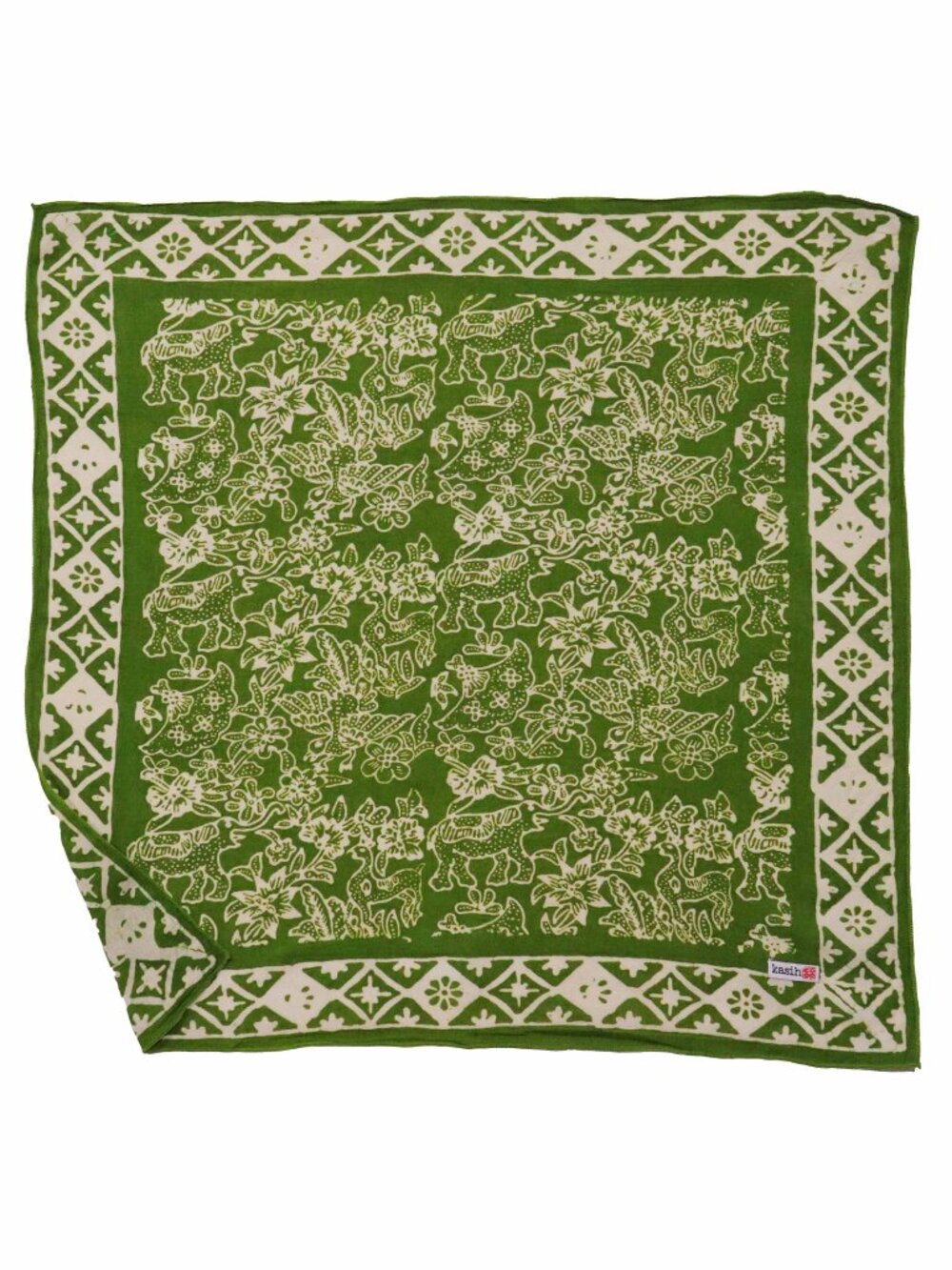 Hand Dyed Batik Bandana Green Serenity Olive 100% Soft Cotton